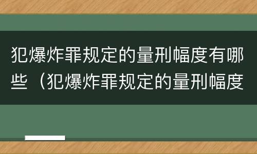 犯爆炸罪规定的量刑幅度有哪些（犯爆炸罪规定的量刑幅度有哪些限制）