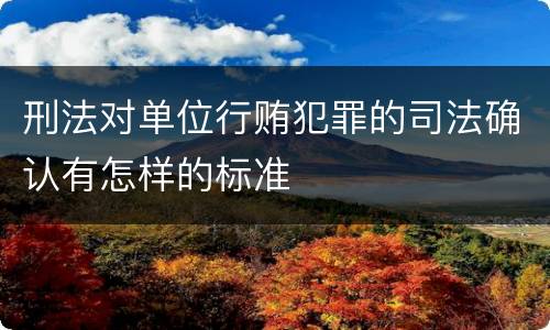 刑法对单位行贿犯罪的司法确认有怎样的标准