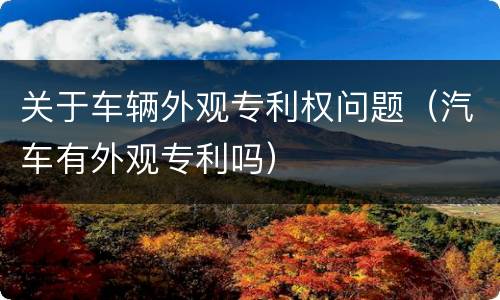 关于车辆外观专利权问题（汽车有外观专利吗）