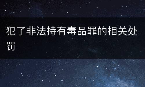犯了非法持有毒品罪的相关处罚