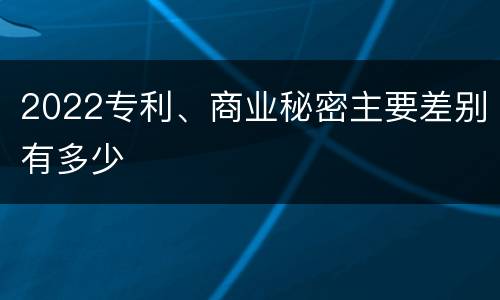 2022专利、商业秘密主要差别有多少