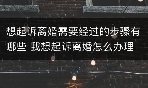 想起诉离婚需要经过的步骤有哪些 我想起诉离婚怎么办理
