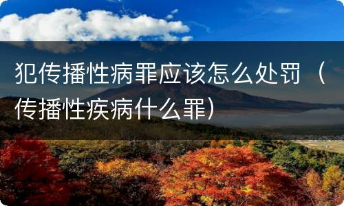 犯传播性病罪应该怎么处罚（传播性疾病什么罪）