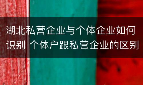 湖北私营企业与个体企业如何识别 个体户跟私营企业的区别