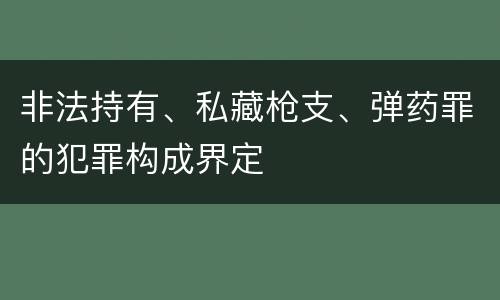 非法持有、私藏枪支、弹药罪的犯罪构成界定