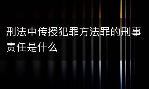 刑法中传授犯罪方法罪的刑事责任是什么