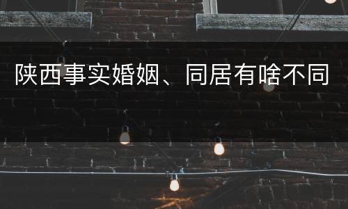 陕西事实婚姻、同居有啥不同