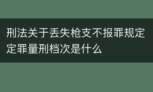 刑法关于丢失枪支不报罪规定定罪量刑档次是什么