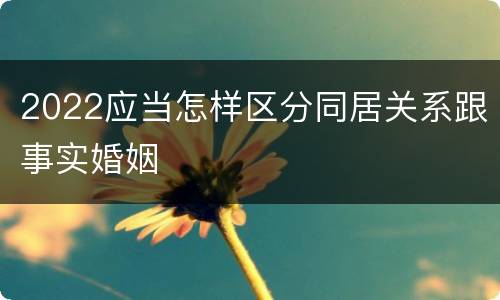 2022应当怎样区分同居关系跟事实婚姻