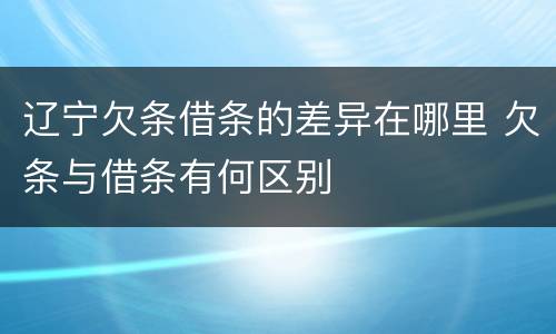 辽宁欠条借条的差异在哪里 欠条与借条有何区别