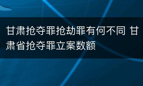 甘肃抢夺罪抢劫罪有何不同 甘肃省抢夺罪立案数额