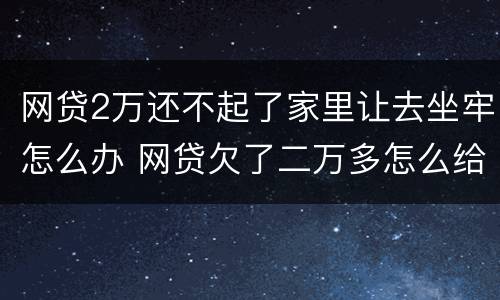 网贷2万还不起了家里让去坐牢怎么办 网贷欠了二万多怎么给家里说