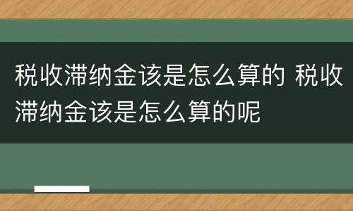 税收滞纳金该是怎么算的 税收滞纳金该是怎么算的呢