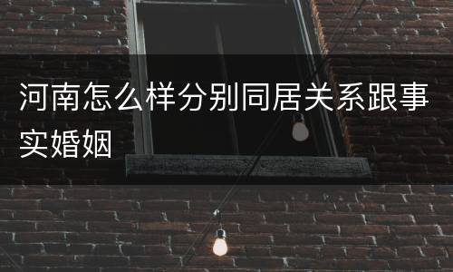 河南怎么样分别同居关系跟事实婚姻