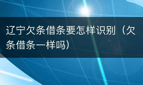 辽宁欠条借条要怎样识别（欠条借条一样吗）
