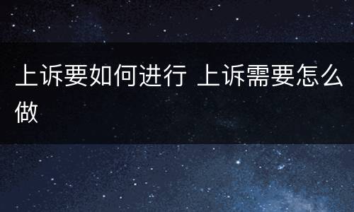 上诉要如何进行 上诉需要怎么做