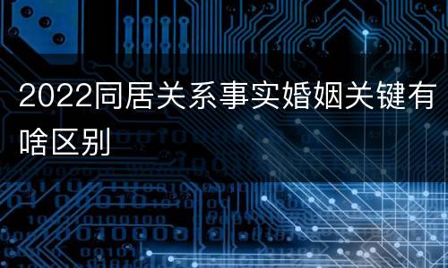 2022同居关系事实婚姻关键有啥区别