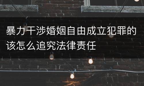 暴力干涉婚姻自由成立犯罪的该怎么追究法律责任