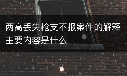 两高丢失枪支不报案件的解释主要内容是什么