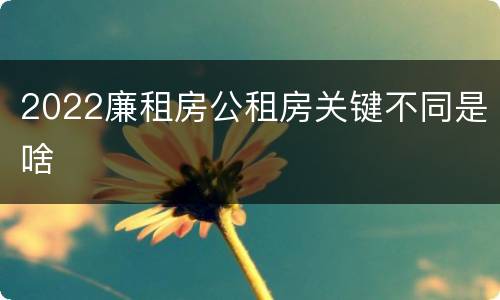 2022廉租房公租房关键不同是啥