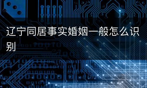 辽宁同居事实婚姻一般怎么识别