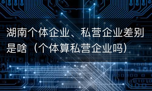 湖南个体企业、私营企业差别是啥（个体算私营企业吗）