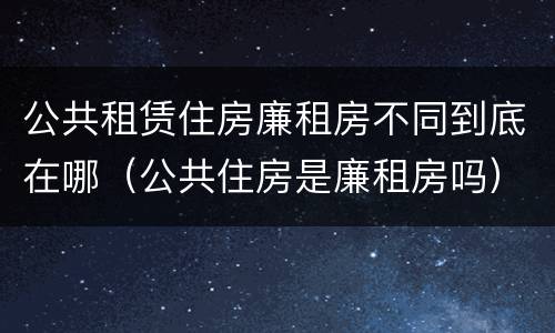 公共租赁住房廉租房不同到底在哪（公共住房是廉租房吗）