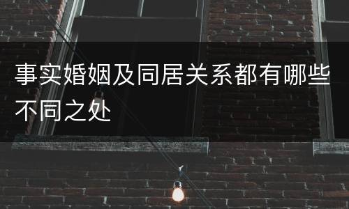 事实婚姻及同居关系都有哪些不同之处