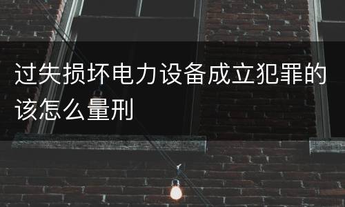 过失损坏电力设备成立犯罪的该怎么量刑