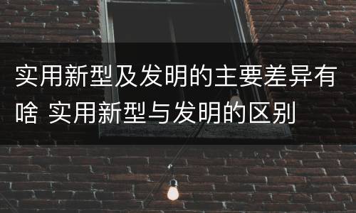 实用新型及发明的主要差异有啥 实用新型与发明的区别
