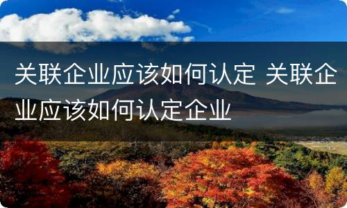关联企业应该如何认定 关联企业应该如何认定企业
