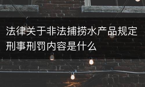 法律关于非法捕捞水产品规定刑事刑罚内容是什么