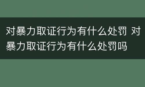 对暴力取证行为有什么处罚 对暴力取证行为有什么处罚吗