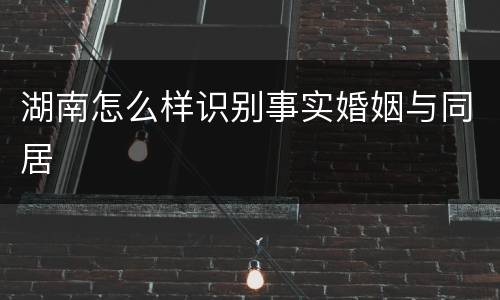 湖南怎么样识别事实婚姻与同居