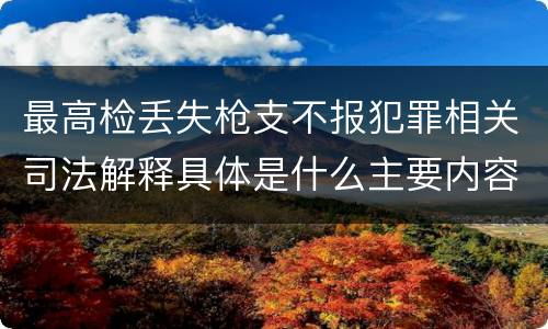 最高检丢失枪支不报犯罪相关司法解释具体是什么主要内容
