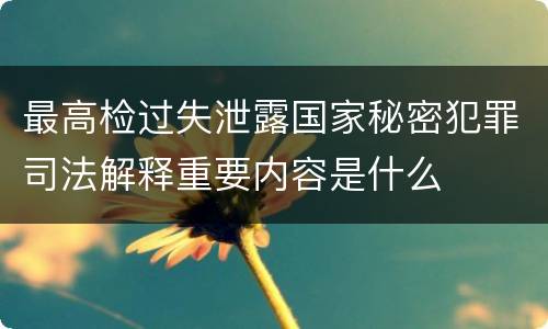 最高检过失泄露国家秘密犯罪司法解释重要内容是什么