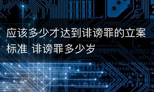 应该多少才达到诽谤罪的立案标准 诽谤罪多少岁