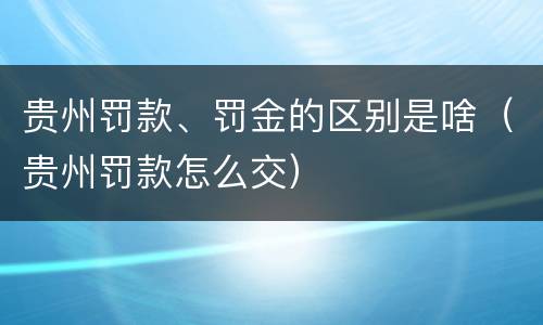 贵州罚款、罚金的区别是啥（贵州罚款怎么交）