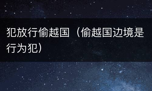 犯放行偷越国（偷越国边境是行为犯）
