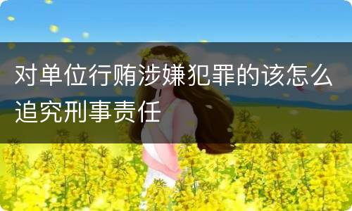 对单位行贿涉嫌犯罪的该怎么追究刑事责任