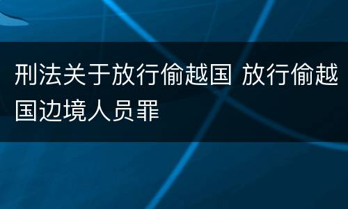 刑法关于放行偷越国 放行偷越国边境人员罪