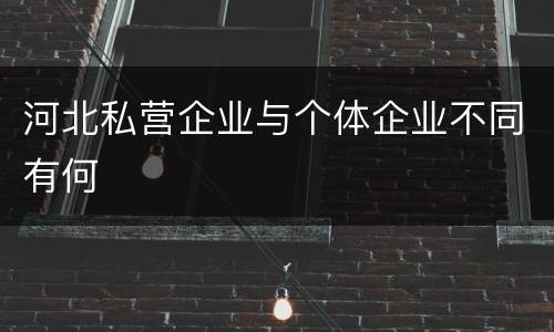河北私营企业与个体企业不同有何