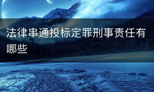 法律串通投标定罪刑事责任有哪些