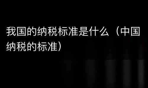 我国的纳税标准是什么（中国纳税的标准）