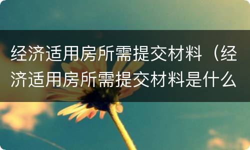 经济适用房所需提交材料（经济适用房所需提交材料是什么）