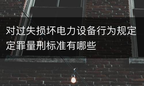 对过失损坏电力设备行为规定定罪量刑标准有哪些