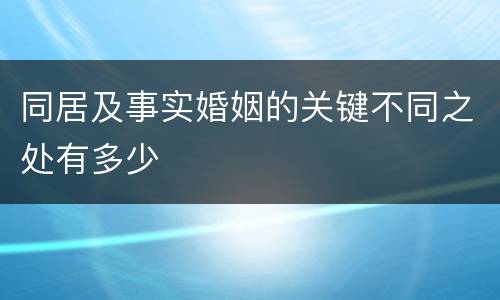 同居及事实婚姻的关键不同之处有多少