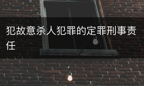 犯故意杀人犯罪的定罪刑事责任
