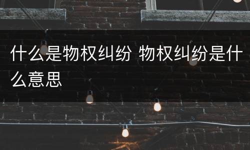 什么是物权纠纷 物权纠纷是什么意思