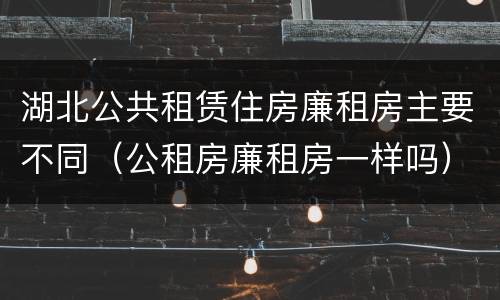湖北公共租赁住房廉租房主要不同（公租房廉租房一样吗）